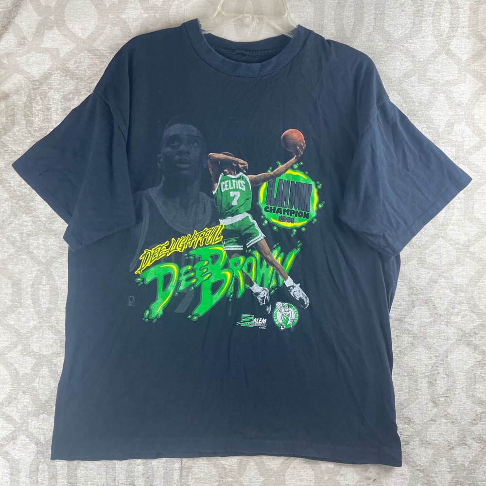 Salem Sportswear Dee Brown Celtics Men XL Black 1991 Slam Dunk Champion T-Shirt